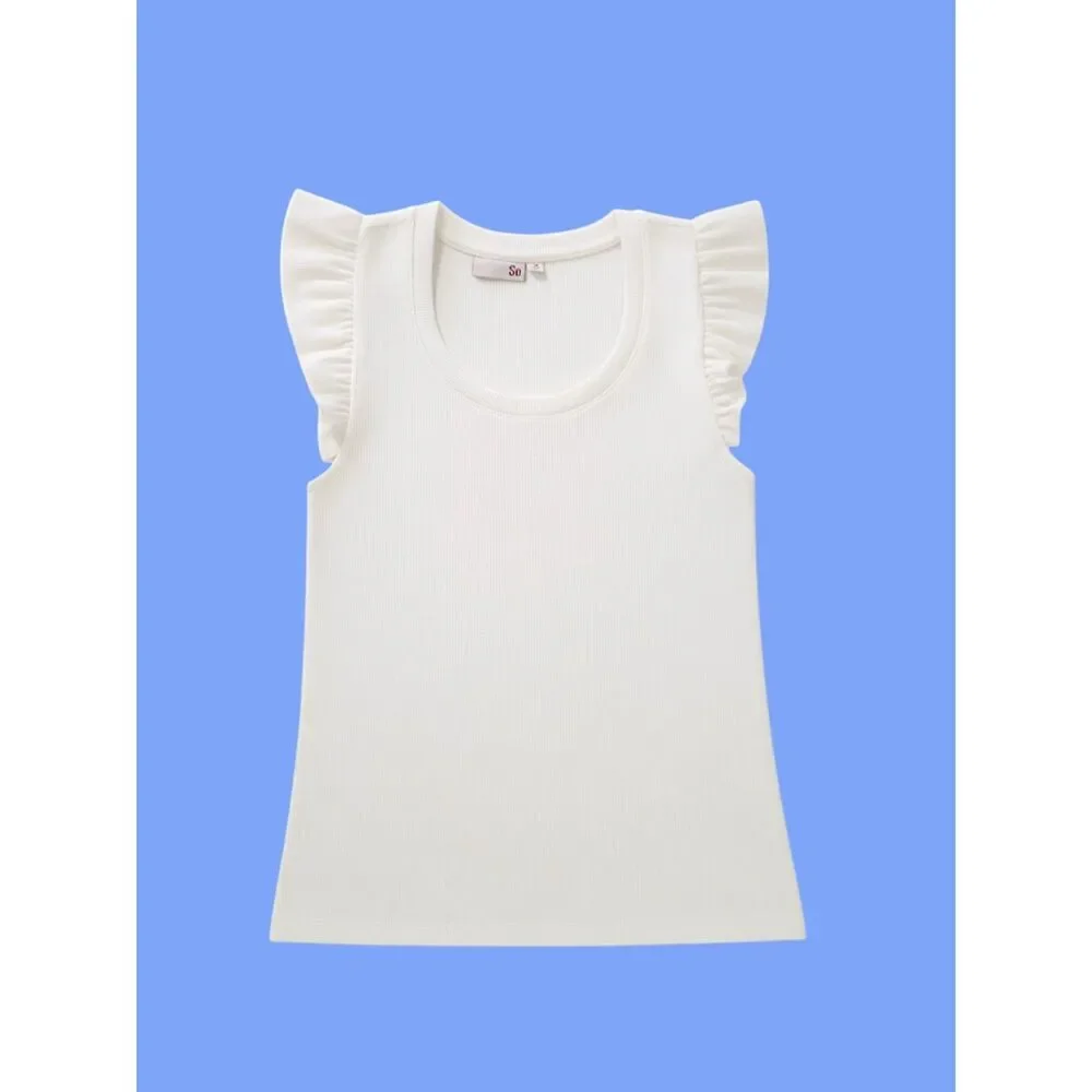 SO Ribbed Ruffle Sleeve Tank Medium NWT - Picture 2 of 4